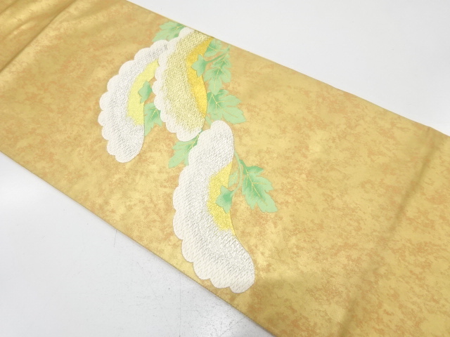 アンティーク　引箔　菊模様織り出し袋帯（材料）